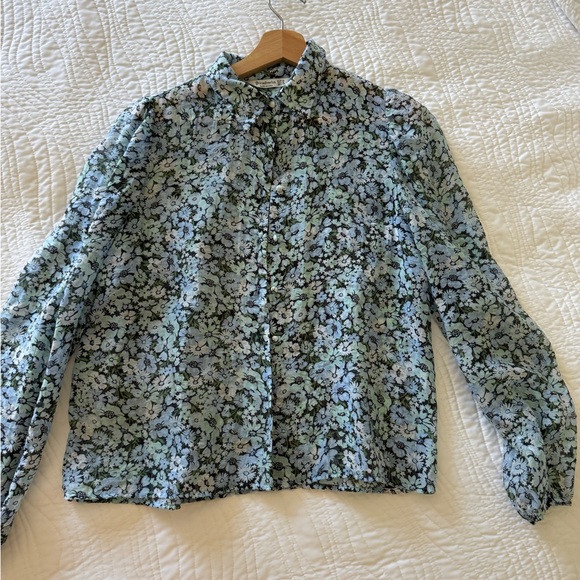 Stradivarius Blue and Black Casual Button Down Shirt - Picture 1 of 2